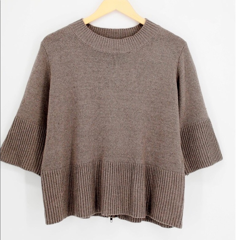 High Neck Boxy Zipper Back Sweater